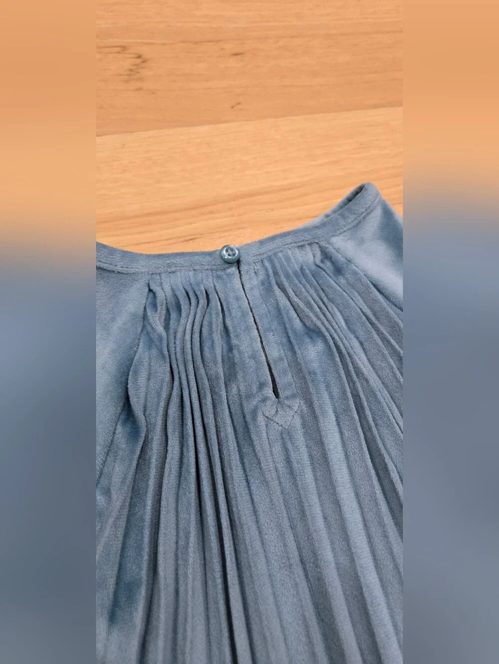 Hanna Andersson Faux Suede Long Sleeve Glacier Blue Pleated Dress
